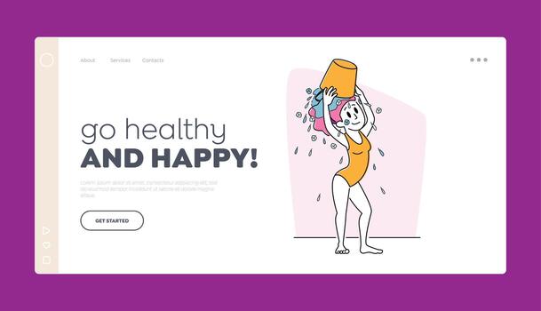 Woman with bucket promoting healthy lifestyle vector