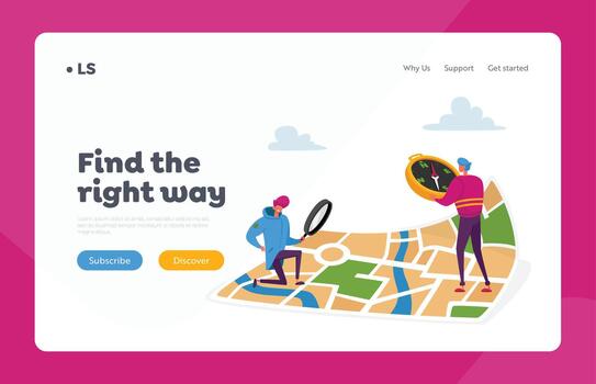 Two people on illustrated map vector