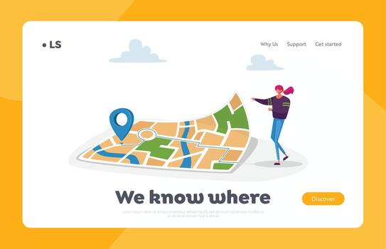 Navigation map with a person pointing vector