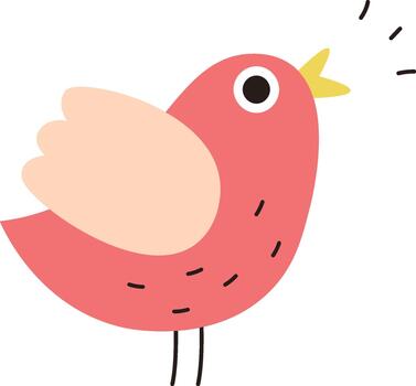 Chirping Bird with Simple Lines vector