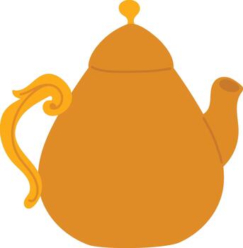 Curved Teapot with Swirl Handle vector