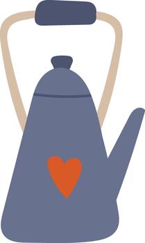 Retro Teapot with Heart Motif vector