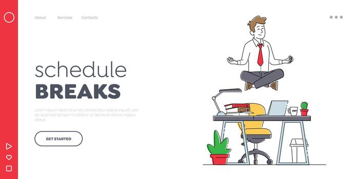 Professional meditating at a desk vector