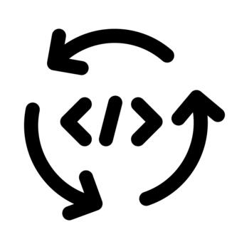 Program Development Professional Line Icon. Modern illustration representing software creation, coding workflow, and application design. vector