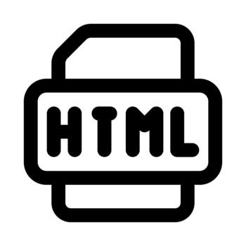 HTML File Professional Line Icon. Modern illustration representing web development, coding structure, and digital document files. vector