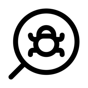 Malware Searching Professional Line Icon. Modern illustration representing virus detection, cybersecurity scanning, and digital threat monitoring. vector