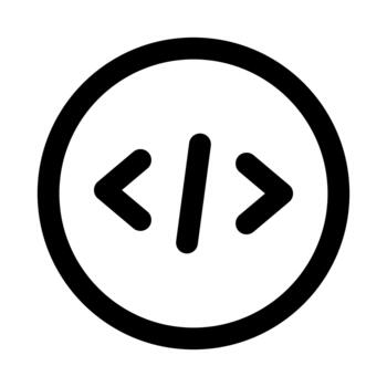 Coding Sign Professional Line Icon. Modern minimal illustration representing programming symbols, developer workflow, and code identification. vector