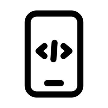 Mobile Code Professional Line Icon. Modern illustration representing smartphone programming, app development, and mobile technology. vector