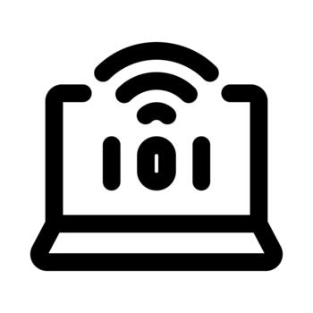 ordenador portátil Wifi profesional línea icono. moderno mínimo diseño representando inalámbrico conectividad, digital acceso, y portátil red comunicación. vector