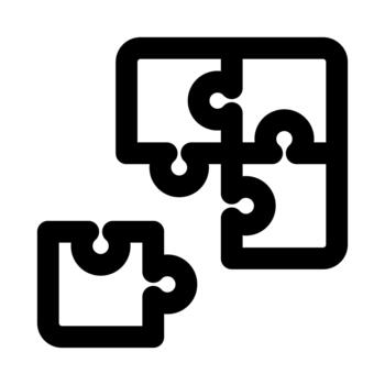 Puzzle Professional Line Icon. Modern minimal symbol representing problem solving, logical thinking, and creative solution processes. vector