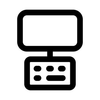 Monitor and Keyboard Professional Line Icon. Modern minimal illustration representing computer workstation, digital setup, and tech peripherals. vector