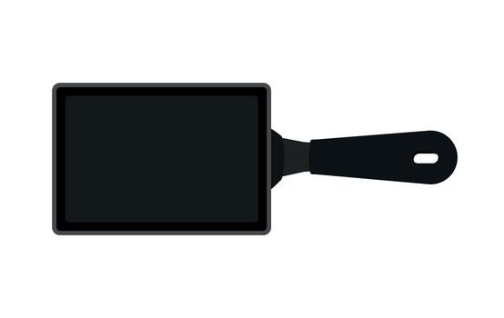 Rectangular Frying Pan with Handle in Top View for Kitchen Utensil Icon Illustration vector