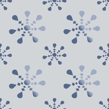 Seamless pattern with a symmetrical design featuring repeating motifs resembling stylized floral or snowflake shapes. vector