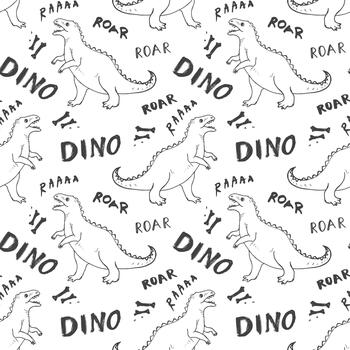 Seamless pattern with 'dinosaur' text vector