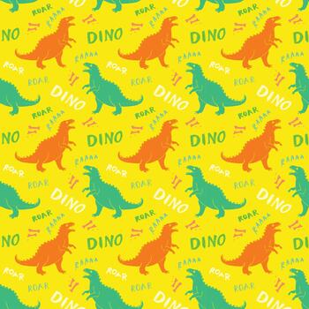 dinosaurio modelo con 'dino' en amarillo antecedentes vector