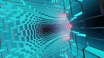 gedreht Würfel Mauer cyan mit rot Licht Hintergrund vj Schleife Animation video