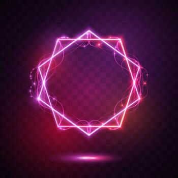 Glowing Neon Light Frame with Sparkling Lines vector