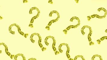 questão marcas esboçado dentro amarelo padronizar em uma luz amarelo fundo dentro uma desatado Projeto estilo video