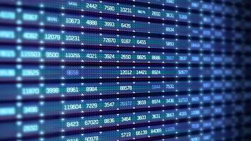 exibição mostrando linhas do numérico dados com uma azul fundo e branco números dentro uma rede padronizar video