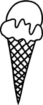 Waffle Cone with Scoops of Ice Cream, hand drawn ice cream in a waffle cone vector