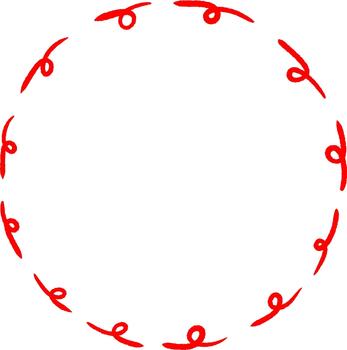 Red Circular Frame with Wavy Squiggly Lines, Abstract Round Border Illustration vector
