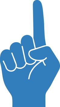 Simple Solid Blue Hand With Index Finger Pointing Up Icon vector