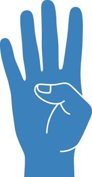 Flat Design Finger Counting Number Four Concept Shape Icon Graphic vector