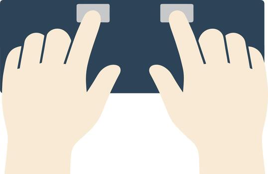 Flat Illustration Two Hands Pushing Button on a Tablet Device vector