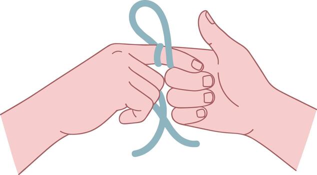 sencillo plano ilustración de cuerda atado alrededor dedo recuerda recordatorio vector