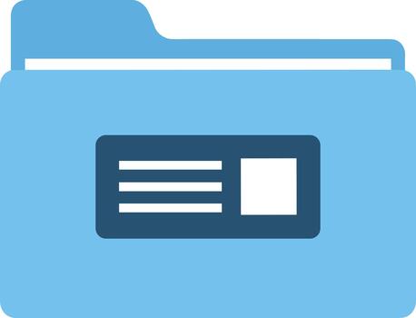 Flat Design Minimalist Style Blue Folder Icon for Document Management System vector