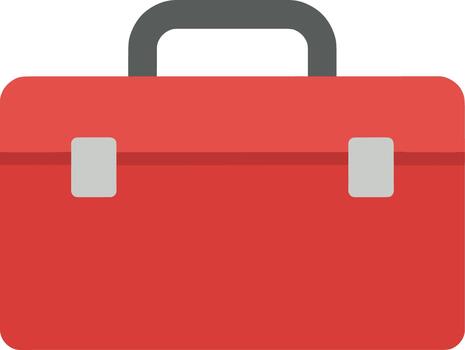 Simple Flat Red Toolbox Box Icon, Handyman Equipment and Storage Container vector