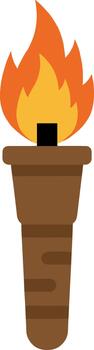 Flat Style Illustration of Flaming Torch Icon Symbolic Representation vector
