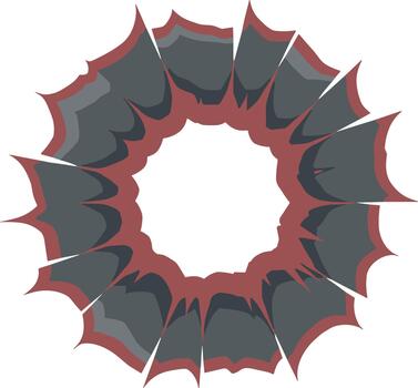 Abstract Flat Cartoon Burst Shape with Gray Scale and Red Outline vector