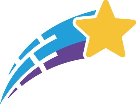 Minimalist Geometric Style Shooting Star Symbol Comet Design Element vector