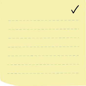 Simple Handdrawn Note Paper with Check Mark Tick Icon Design vector