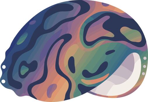 Abstract Fluid Shape Abalone Shell with Colorful Iridescent Swirl Pattern vector