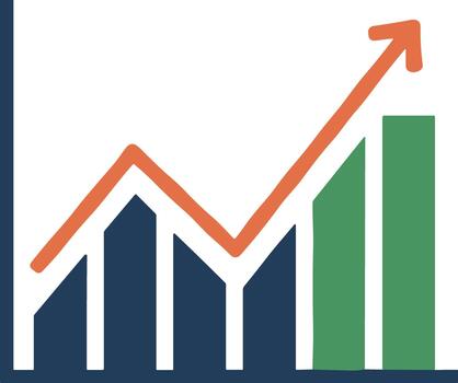 Simple Flat Design Graph Chart Increase Icon, Business and Finance Element vector