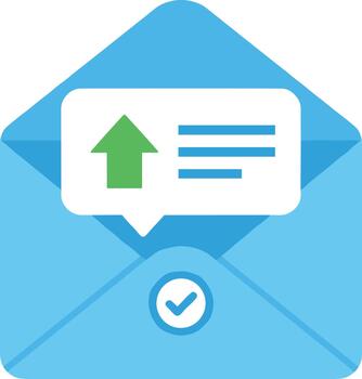 Simple Flat Style Email with Upload Arrow and Check Mark Icon vector