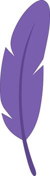Flat Style Single Purple Feather Isolated with White Background, Soft Texture vector