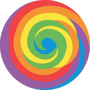 Simple Flat Rainbow Swirl Shape Abstract Decorative Graphic Element vector