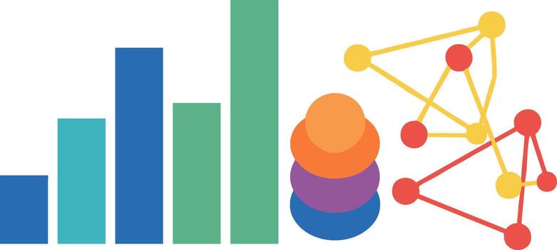 Simple Flat Style Data Visualization and Network Connection Diagram Illustration vector