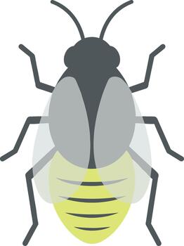plano ilustración de luciérnaga insecto con luminiscente abdomen en sencillo estilo vector