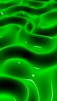 grön plasma vågor strömmande över metallisk reflekterande bakgrund med elegant rörelse, slät ljus övergångar, och exklusiv sömlös slinga video