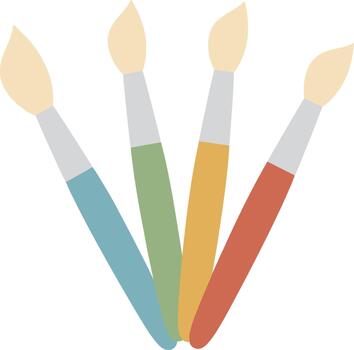 Flat Design Colorful Paintbrush Set with Various Colors for Artistic Projects vector