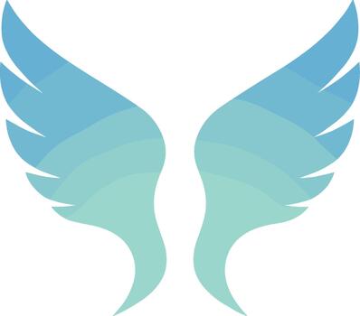 Gradient Soft Blue Wings Illustration with Feathered Texture for Logo and Design Elements vector