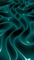 verde azulado plasma olas brillar graciosamente en reflexivo metálico superficie con elegante movimiento y suave continuo sin costura lazo animación video