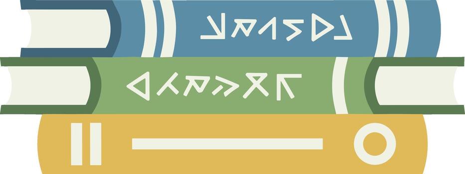 Flat Illustration Stack of Books with Abstract Lettering Education Element vector