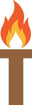 Flat Design Simplified Torch Symbol with Burning Flame Graphic Element vector