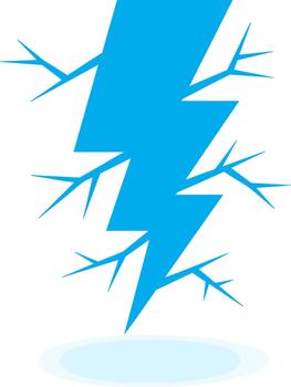 Minimalist Flat Lightning Strike Bolt with Ice Branch Effect Element vector