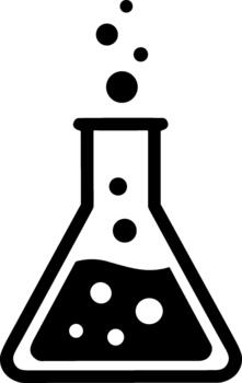 minimalista sencillo Ciencias experimentar matraz con burbujas icono en blanco antecedentes vector